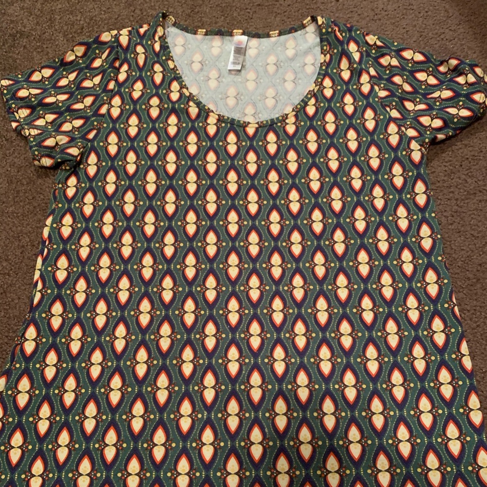 New no Tag XS LuLaRoe Classic Tee green/navy print